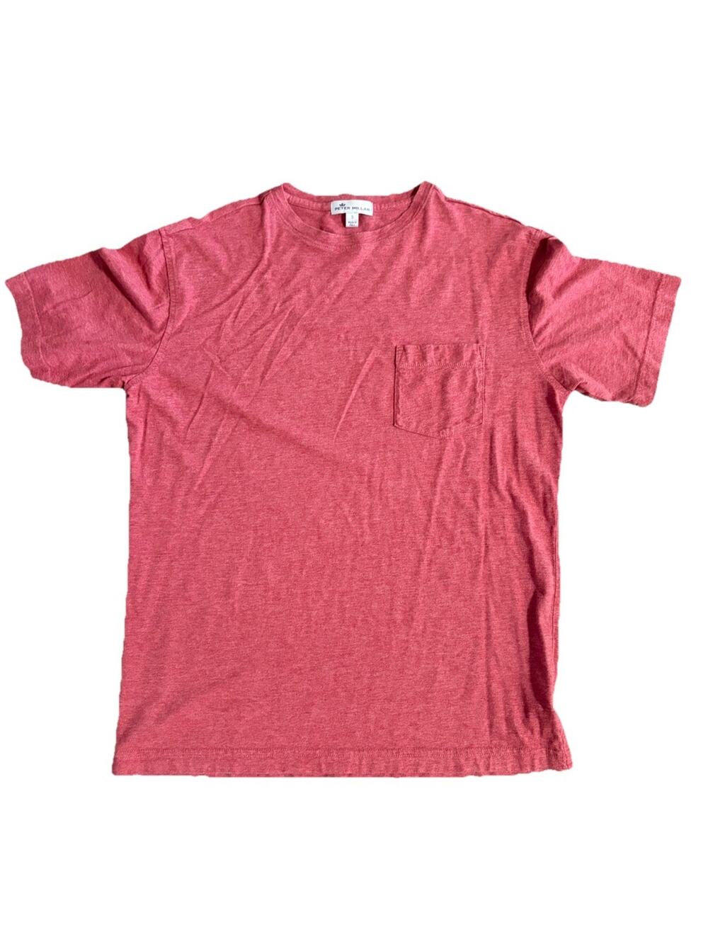 Peter Millar Men's Short Sleeve T-Shirt Front Pocket Red Size Small